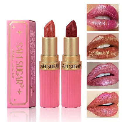 Glossy Pearl Moisturizing Lipstick with Natural and Long-Lasting Pearl Luster Waterproof and Easy-to-Apply Lip Gloss