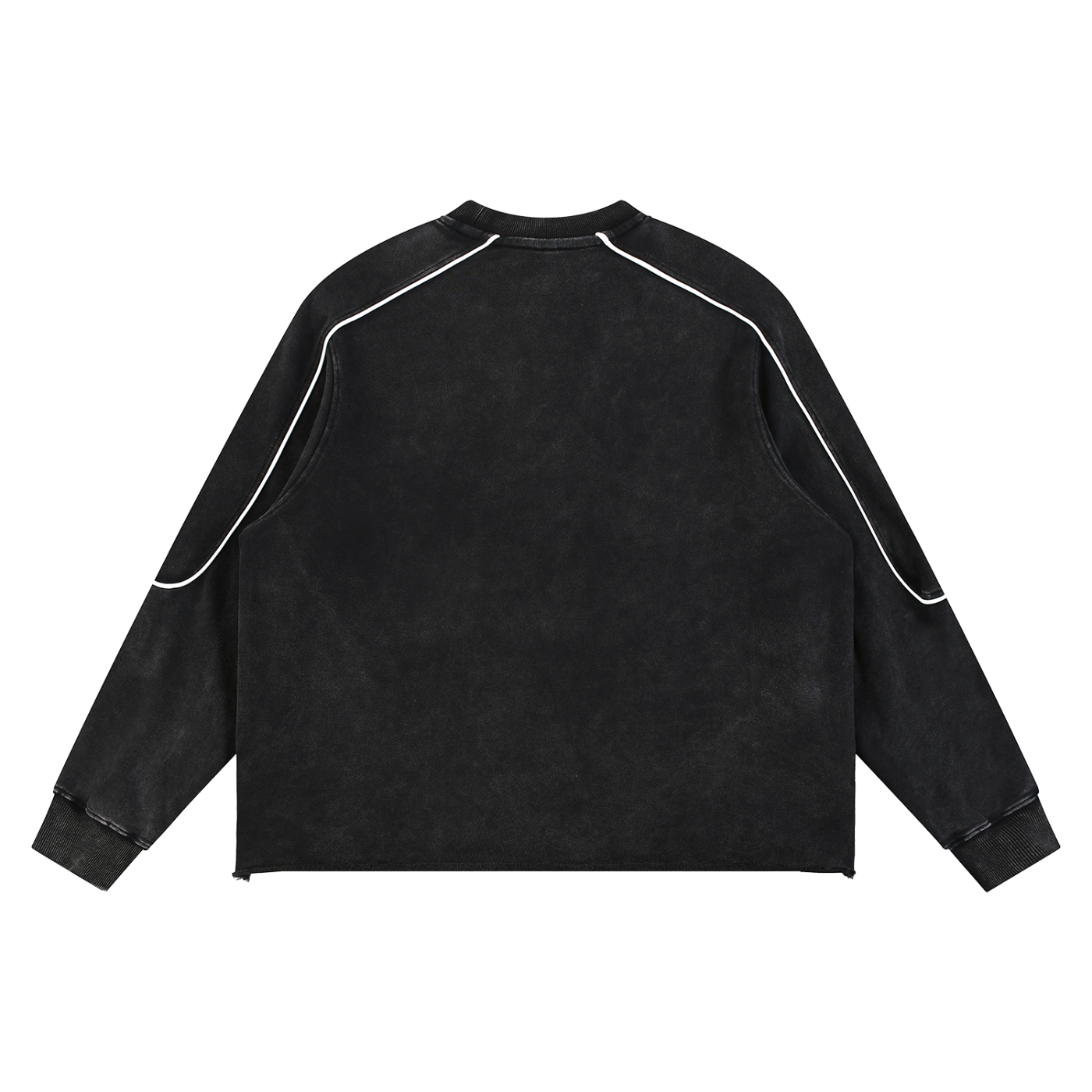 Unisex Mineral Wash Piping Raw Hem Sweatshirt with The Devil Tarot Card Print
