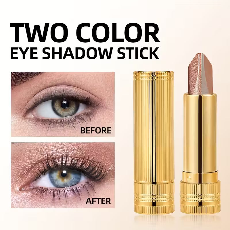2-Color Eyeshadow Stick Durable Waterproof with Built-in Pearlescent Effect