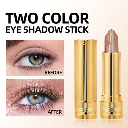2-Color Eyeshadow Stick Durable Waterproof with Built-in Pearlescent Effect