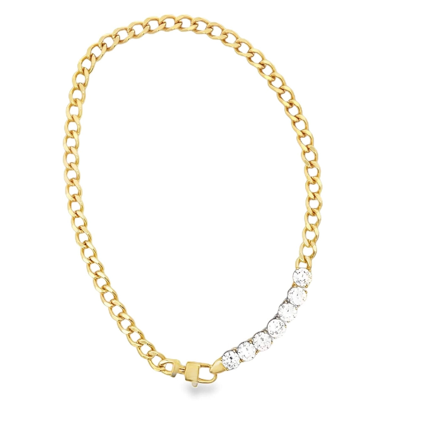 Thick Cuban Link with Clasp Tennis Necklace