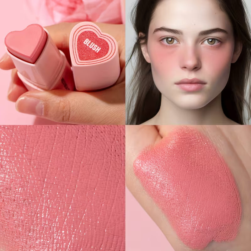 Waterproof Cream Blush Stick Heart-Shaped Long-Lasting Finish