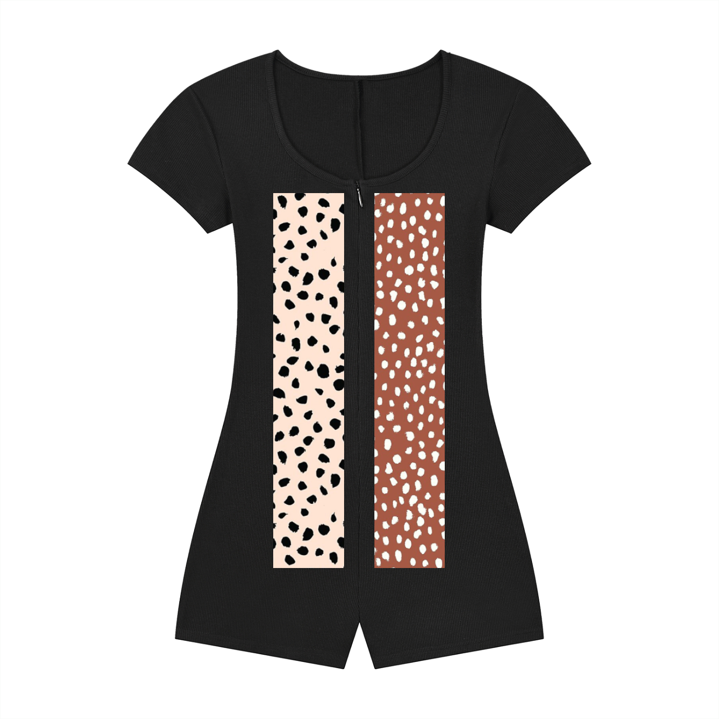 Women's Dual-Function Cape Tie-Waist Romper with Animal Dots Print