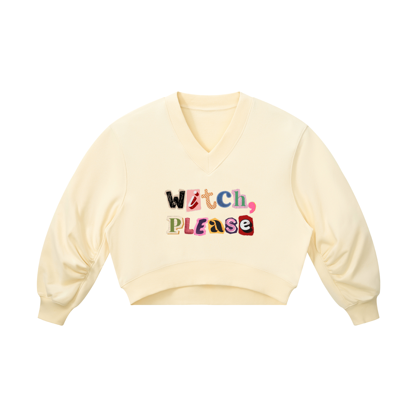 Witch Please Women’s Crop V-Neck Sweatshirt