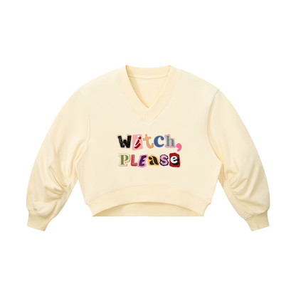 Witch Please Women’s Crop V-Neck Sweatshirt