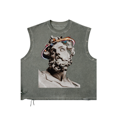 tank top,grunge top,ancient greek statue,poseidon statue