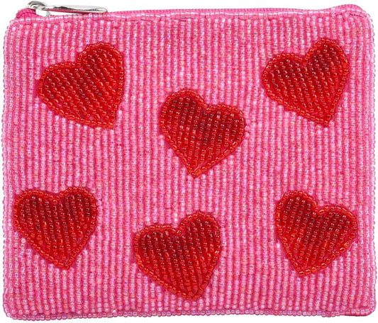 Bamboo Trading Essential Pouch Let's Go Party, Women Fashion Bags, Pink and Red - Canvas & Charms