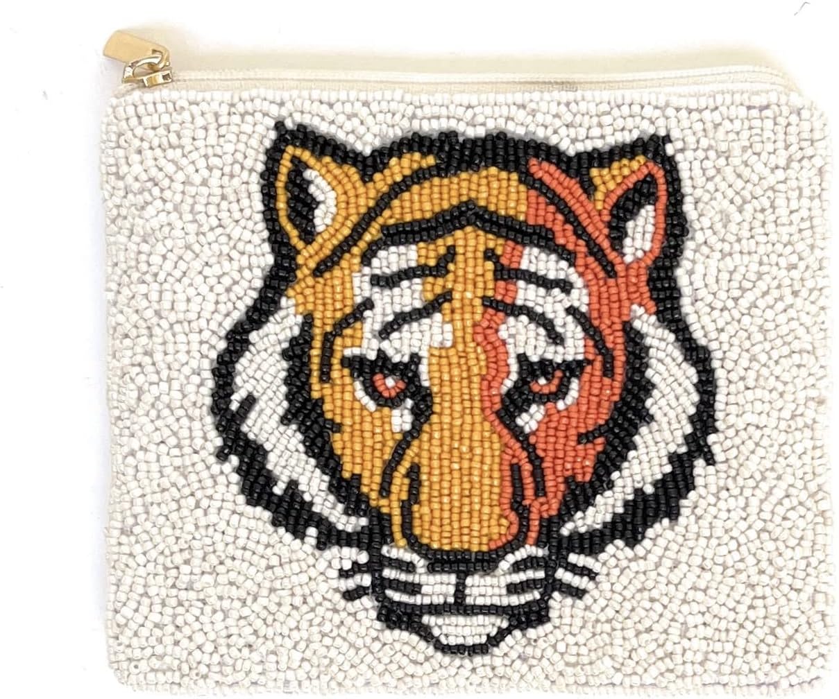 Beaded Tiger Pouch - Canvas & Charms