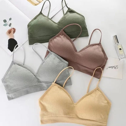 Beautiful Back Underwear Women's Non-Rim Gathering Sports Vest Bra Gathering Thin Tube Top Seamless Student Girl's Chest Wrap - Canvas & Charms