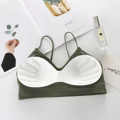 Beautiful Back Underwear Women's Non-Rim Gathering Sports Vest Bra Gathering Thin Tube Top Seamless Student Girl's Chest Wrap - Canvas & Charms