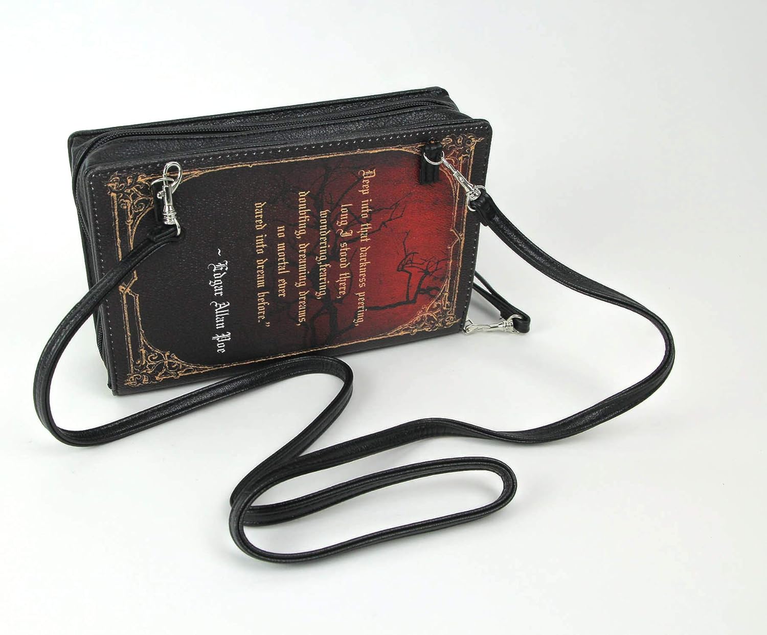 Beauty and the Beast Book Handbag Black Vinyl Novelty Clutch Purse Crossbody Bag - Canvas & Charms