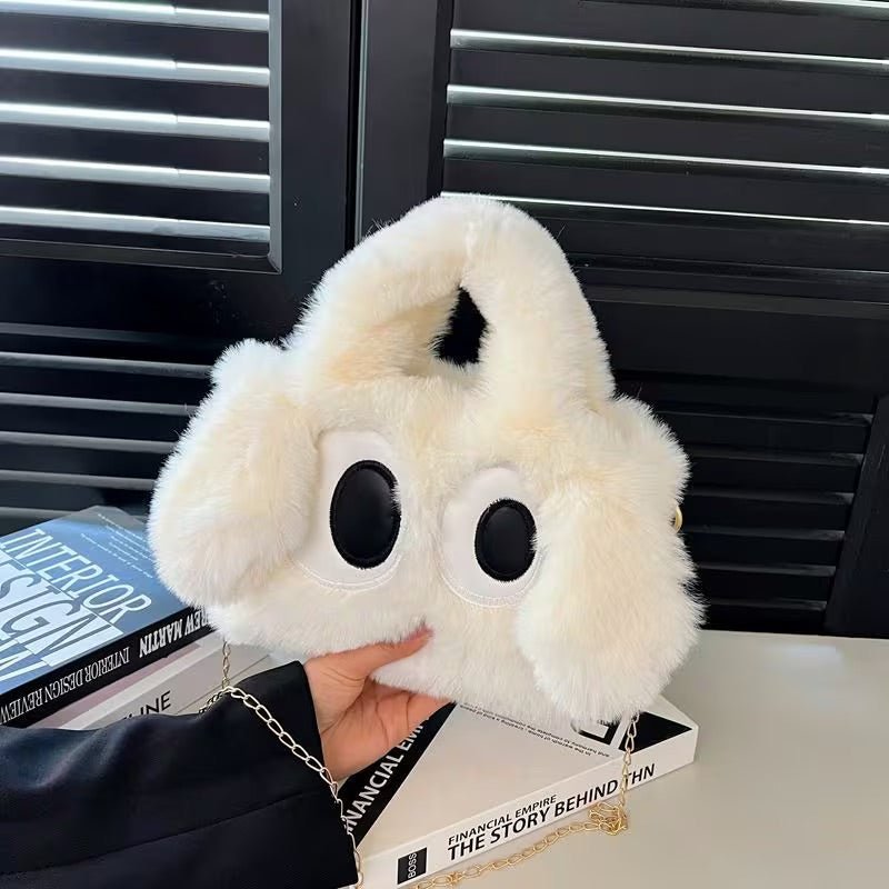 Big - Eyed Puppy Handbag Cute Crossbody Bag with Expressive Eyes and Zipper Closure - Canvas & Charms