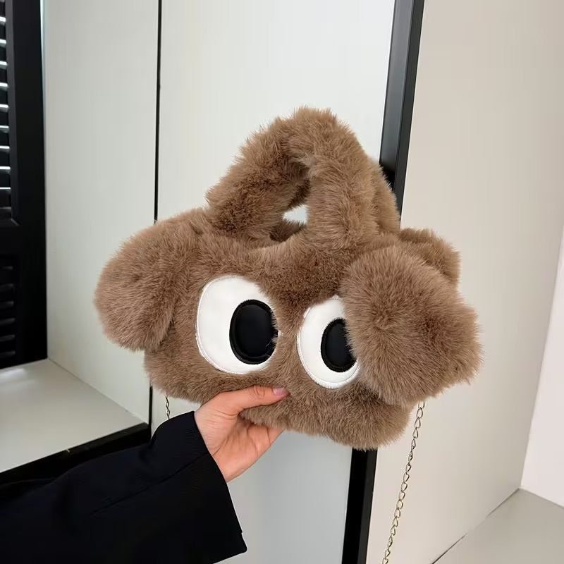 Big - Eyed Puppy Handbag Cute Crossbody Bag with Expressive Eyes and Zipper Closure - Canvas & Charms