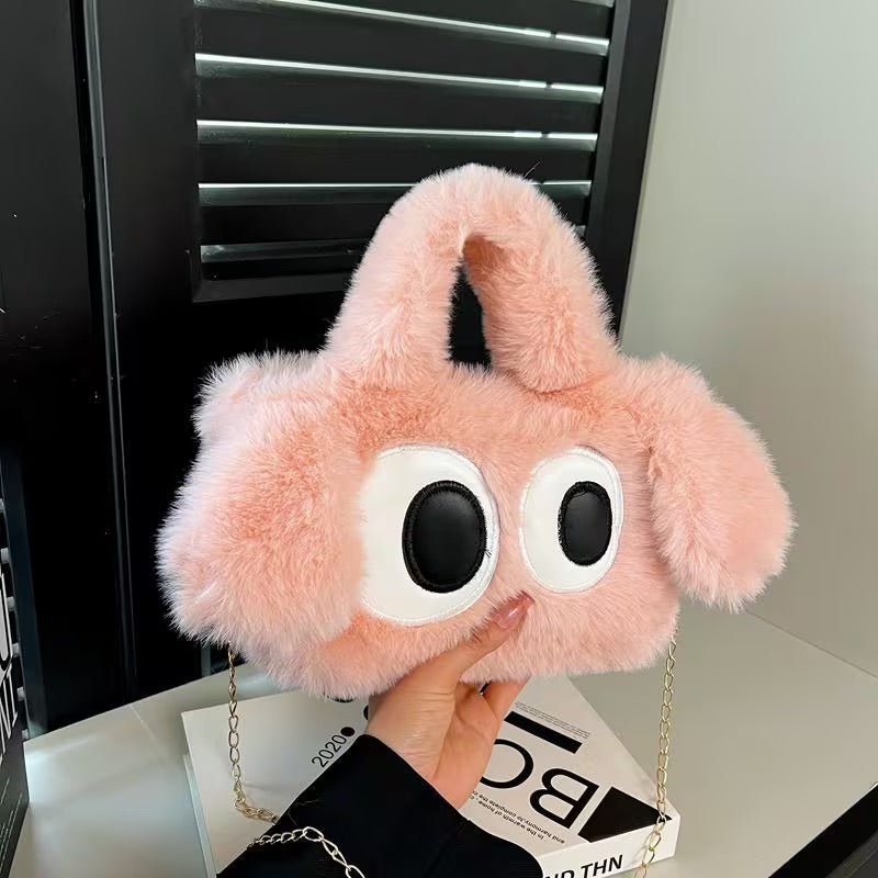 Big - Eyed Puppy Handbag Cute Crossbody Bag with Expressive Eyes and Zipper Closure - Canvas & Charms