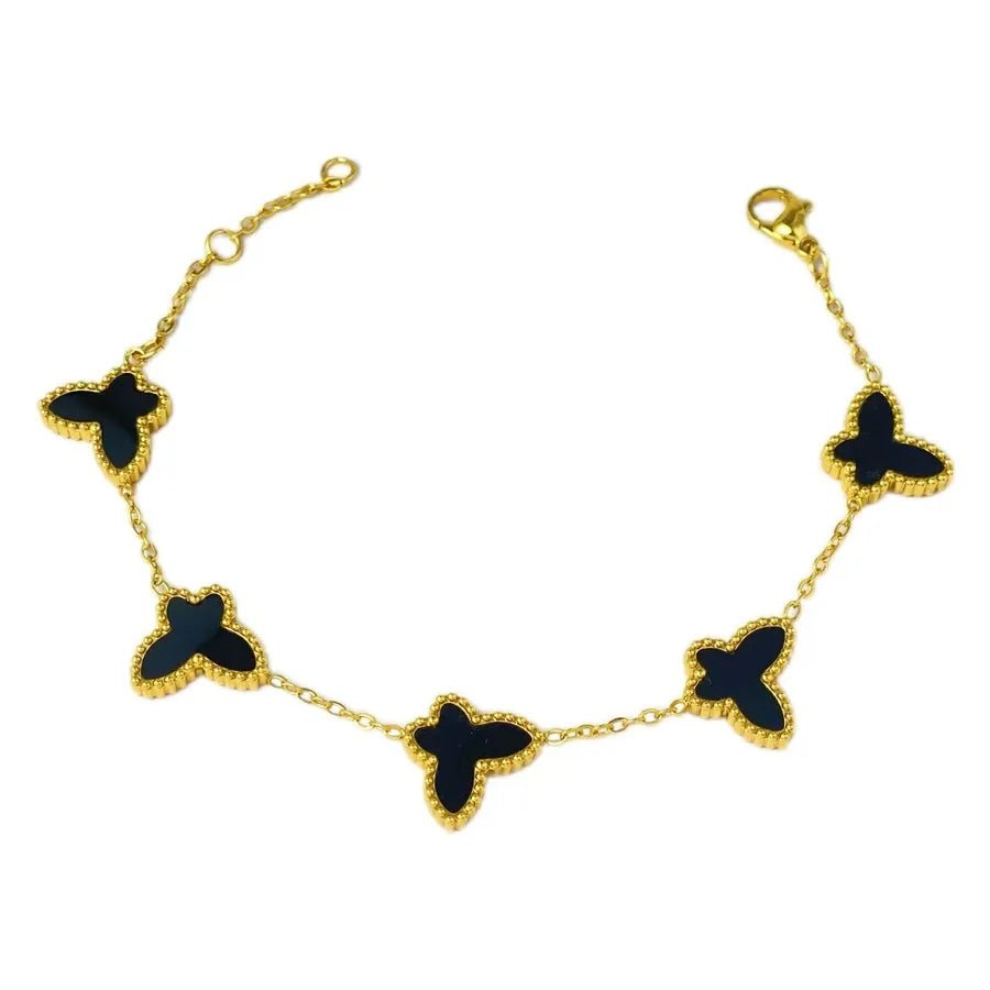 Butterfly Dual-Sided Titanium Steel Bracelet Non-Fading Simple Fashion Jewelry Animal Zodiac Pattern Unisex Luxury Accessory - Canvas & Charms