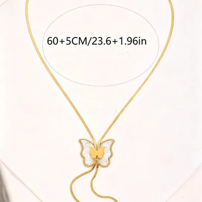 Butterfly Necklace for Adults, Waterproof Non Tarnish, 18K Real Gold Plated 304 Stainless Steel with Zircon Inlay and Woven Chain - Canvas & Charms