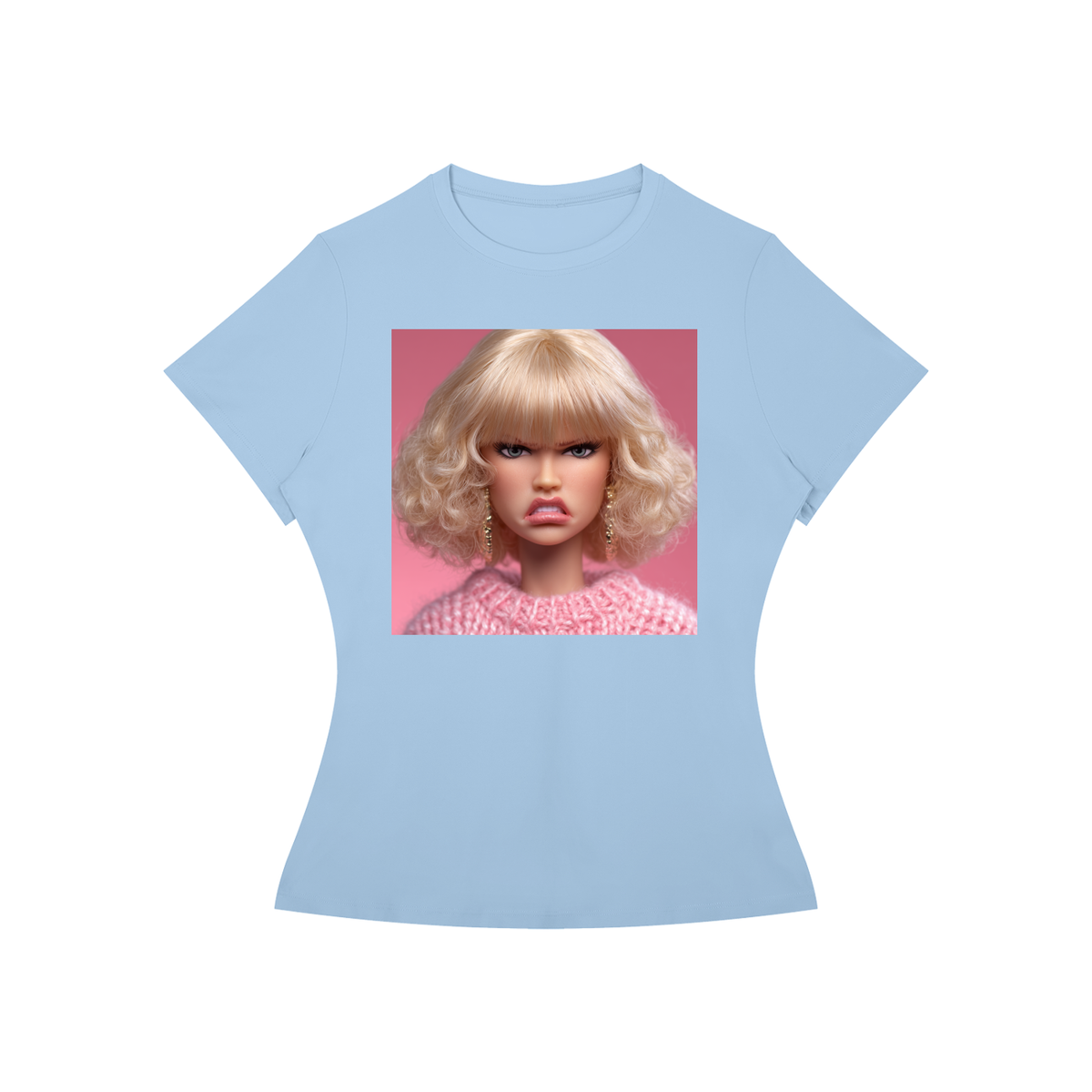 Funny Angry Barbie Doll Face Women’s Slim Fit Performance T-Shirt