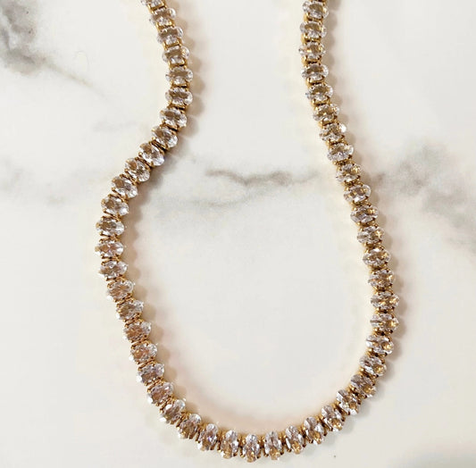 Tennis Necklace Heirloom 18K Gold Crystal Waterproof