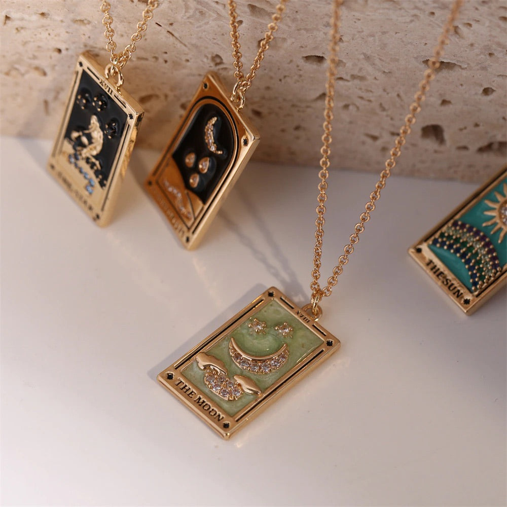 Tarot Card Necklace 18K Plated Tarnish Proof Waterproof Hypoallergenic Stainless Steel
