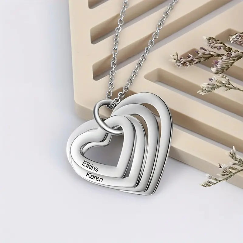 Heart Monogram Name Necklace Mother’s Day Personalized Gift for Family Valentine's Gift