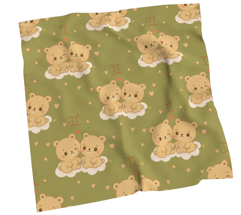 Gemini Zodiac Sign Cute Pattern Print Scarf All Sizes
