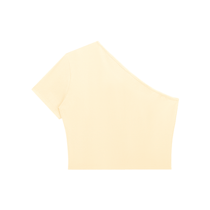 Women's One-Shoulder Crop T-Shirt with NYC Skyline Print