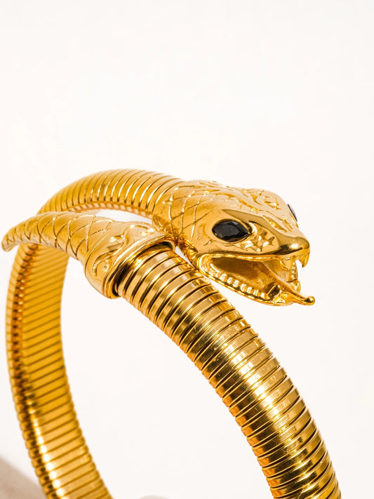 Serpent Bracelet Bangle 18K Gold Non-Tarnish