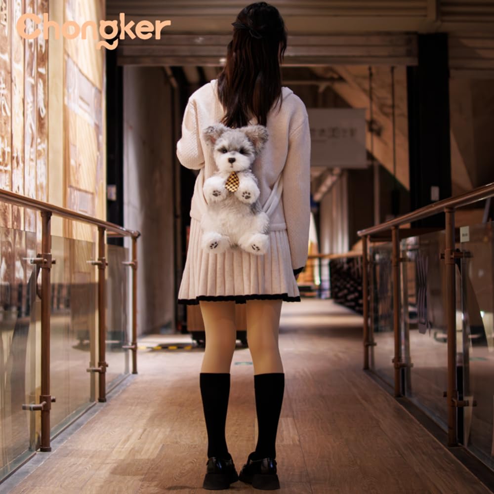 Chongker Cat Shaped Backpack - Handcrafted Stuffed Animals Plush Bag with Adjustable Shoulder, Crossbody, and Handbag Straps (MaineCoon Cat) - Canvas & Charms