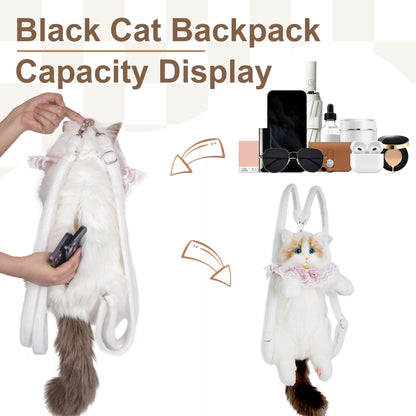 Chongker Cat Shaped Backpack - Handcrafted Stuffed Animals Plush Bag with Adjustable Shoulder, Crossbody, and Handbag Straps (MaineCoon Cat) - Canvas & Charms