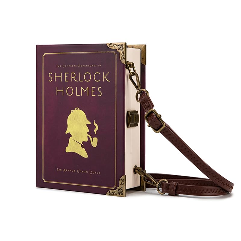 Classic Book Purse Vegan Leather Crossbody Bag for Women Book Lover Gift Clutch Handbag - Canvas & Charms