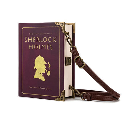 Classic Book Purse Vegan Leather Crossbody Bag for Women Book Lover Gift Clutch Handbag - Canvas & Charms