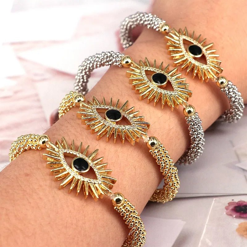 Copper 18K Gold Plated Inlay Devil's Eye Eye Zircon Bracelets - Canvas & Charms