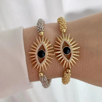 Copper 18K Gold Plated Inlay Devil's Eye Eye Zircon Bracelets - Canvas & Charms