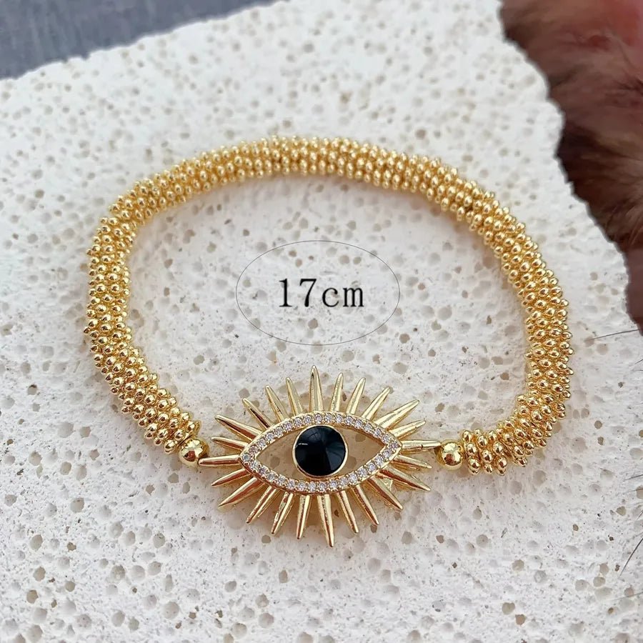 Copper 18K Gold Plated Inlay Devil's Eye Eye Zircon Bracelets - Canvas & Charms