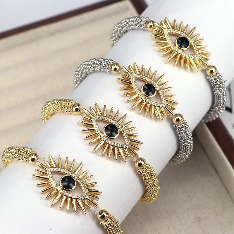 Copper 18K Gold Plated Inlay Devil's Eye Eye Zircon Bracelets - Canvas & Charms