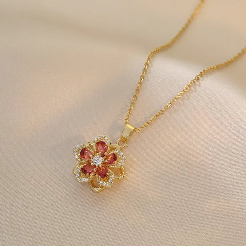 Copper Elegant Lady Streetwear Plating Inlay Flower Zircon Pendant Necklace - Canvas & Charms