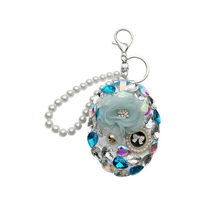 Crystal glass mirror keychain diy finished product portable makeup mirror bag pendant gift live Yiwu - Canvas & Charms