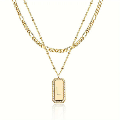 Cuban Chain Link Necklace for Women in 304 Stainless Steel with Electroplated Gold Plating and Zircon Inlay Featuring Copper Pendant - Canvas & Charms