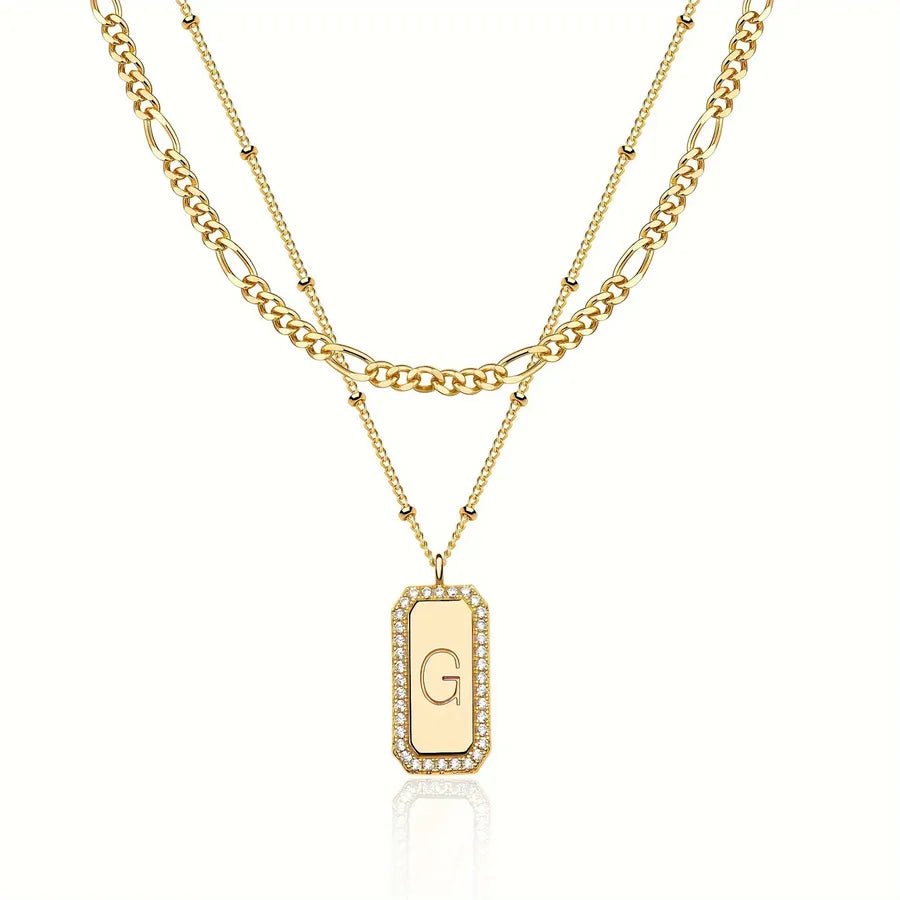 Cuban Chain Link Necklace for Women in 304 Stainless Steel with Electroplated Gold Plating and Zircon Inlay Featuring Copper Pendant - Canvas & Charms