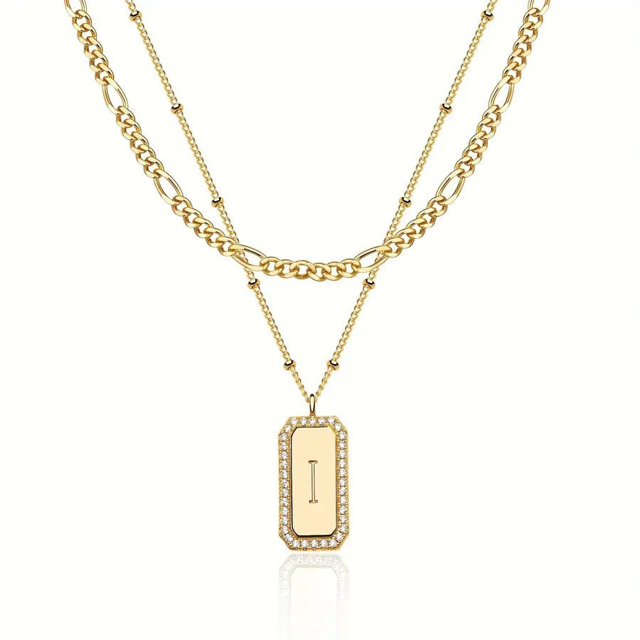 Cuban Chain Link Necklace for Women in 304 Stainless Steel with Electroplated Gold Plating and Zircon Inlay Featuring Copper Pendant - Canvas & Charms