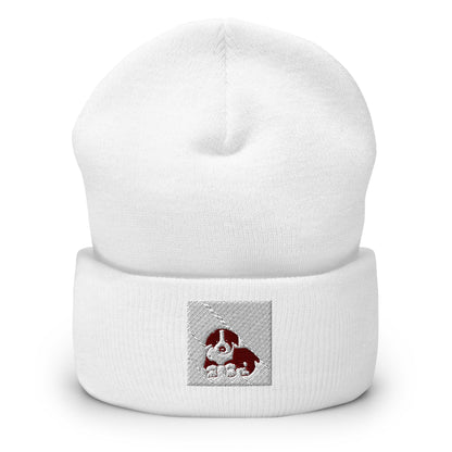 Puppy Embroidered Cuffed Beanie