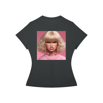Funny Angry Barbie Doll Face Women’s Slim Fit Performance T-Shirt