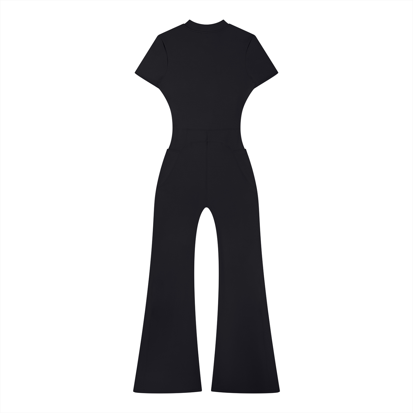 Women’s Tight Fit Flared Leg Quarter-Zip Jumpsuit Y2K Inspired Pixel Art
