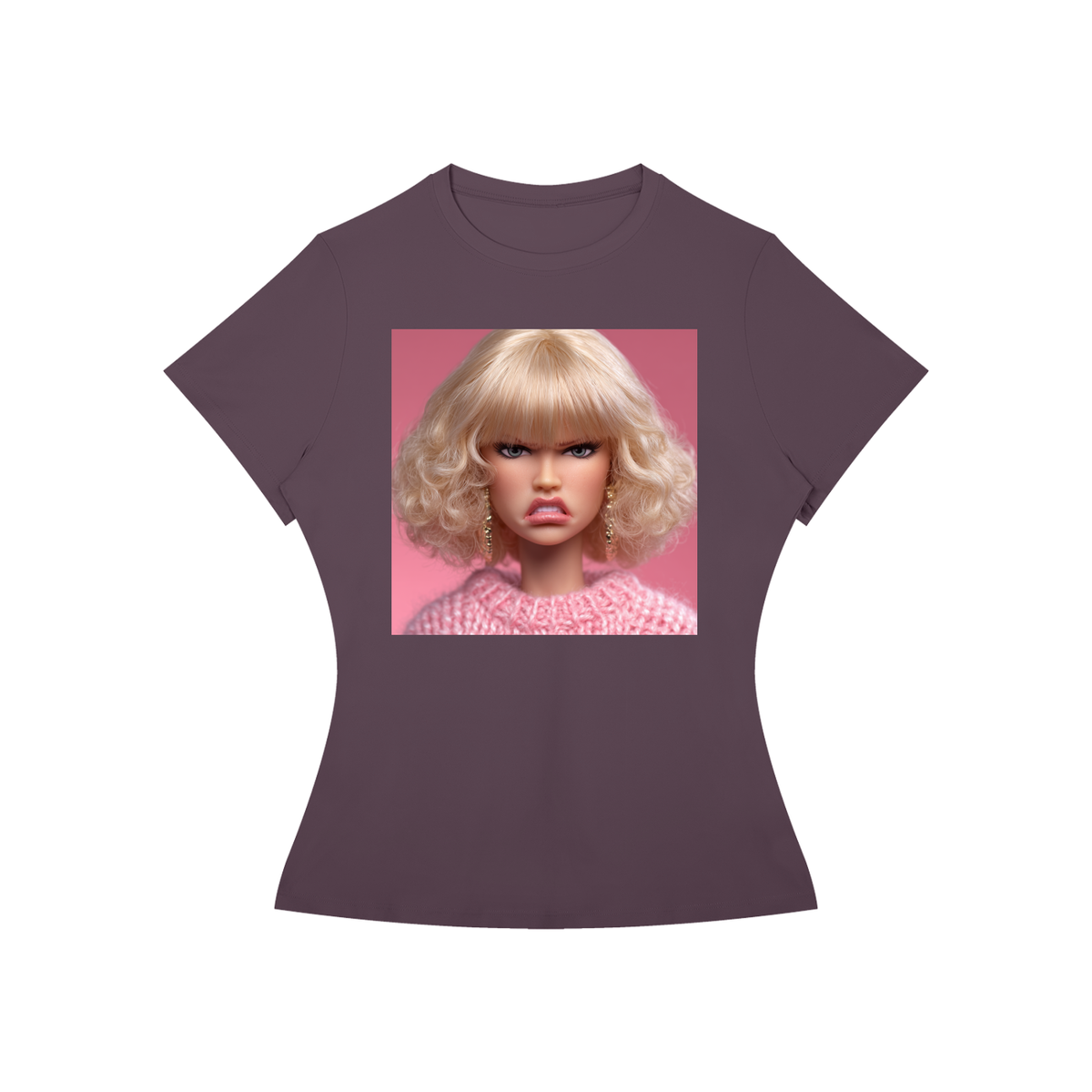 Funny Angry Barbie Doll Face Women’s Slim Fit Performance T-Shirt