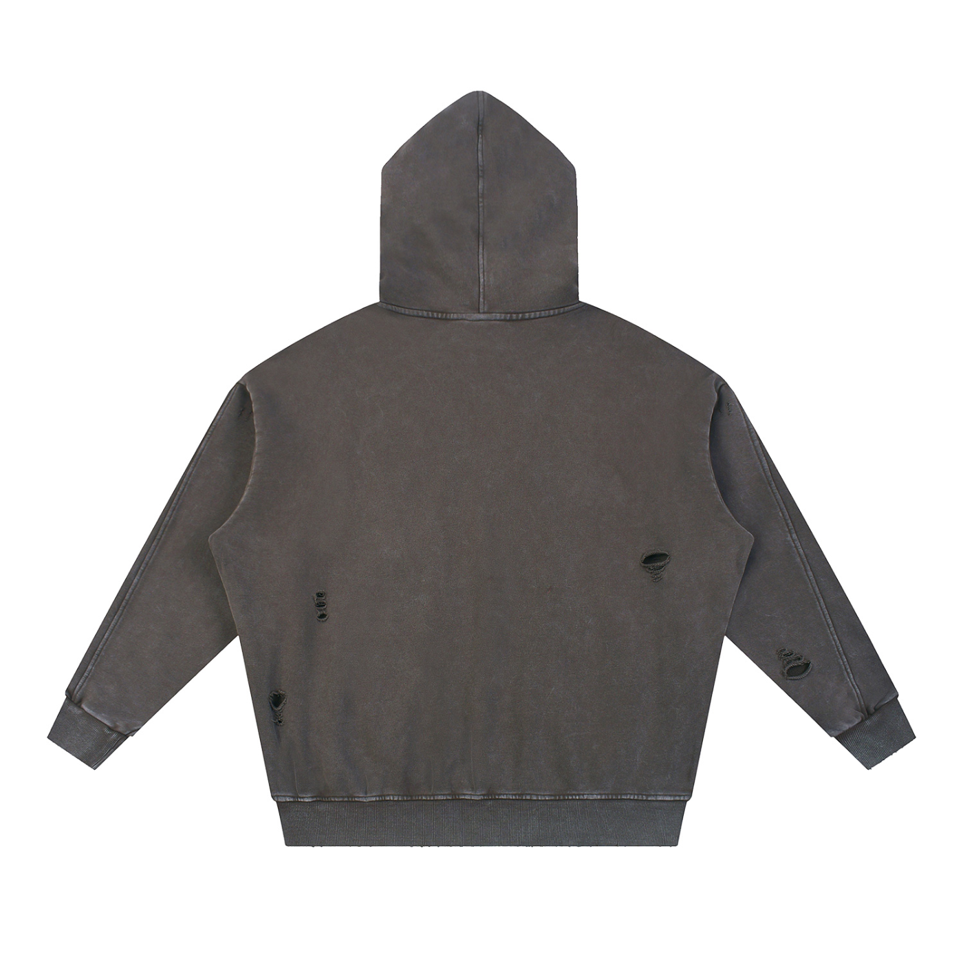 Unisex Snow Washed Distressed Panel Pocket Hoodie with NYC Skyline Print