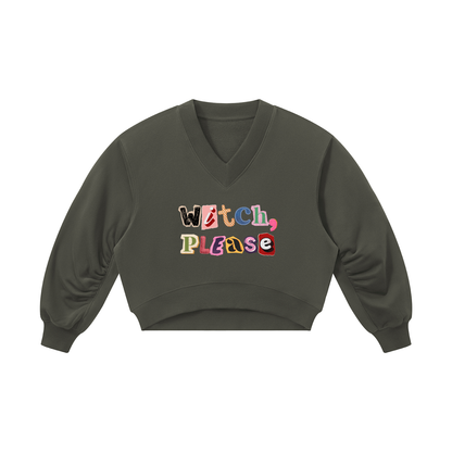 Witch Please Women’s Crop V-Neck Sweatshirt