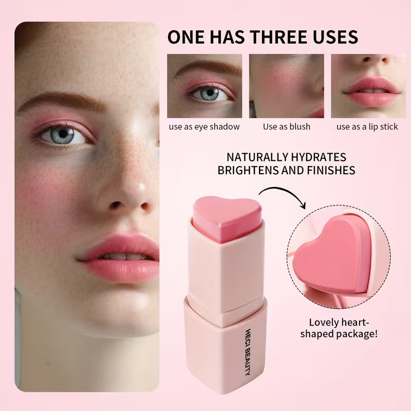 Waterproof Cream Blush Stick Heart-Shaped Long-Lasting Finish