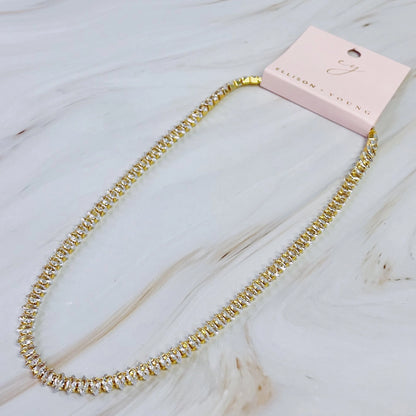 Marquise Cut Sparkle Tennis Necklace with Oval Diamonds