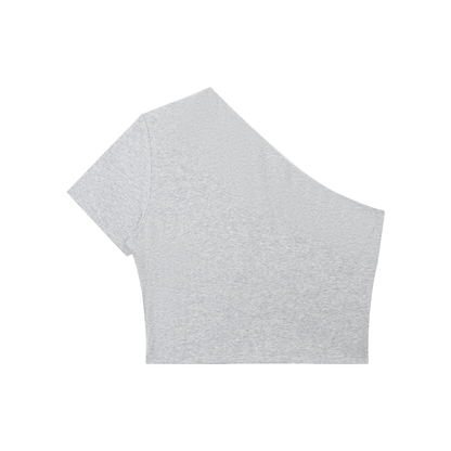 Women's One-Shoulder Crop T-Shirt with NYC Skyline Print