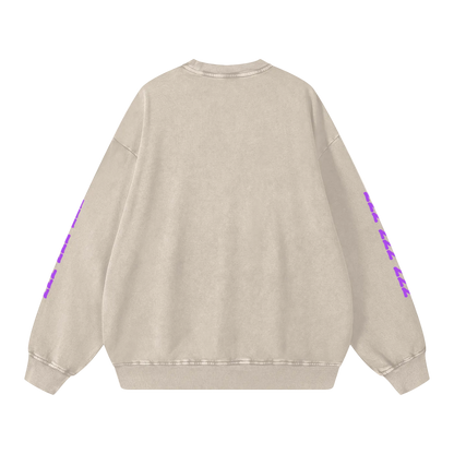 Funny Sweatshirt with Cat Professional Napper Snow Washed Oversized